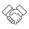 Icône de poignée de main symbolisant la relation de confiance et l’accompagnement juridique personnalisé du cabinet BDRG à Paris
